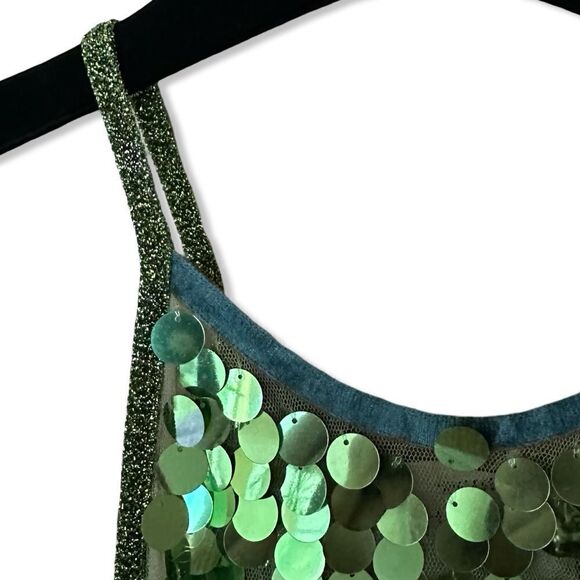 Forte Forte sequin top emerald green tank blouse evening party Italy Sz 0 XS - Picture 9 of 16